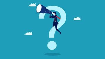 businessman with megaphone and question mark illustration vector