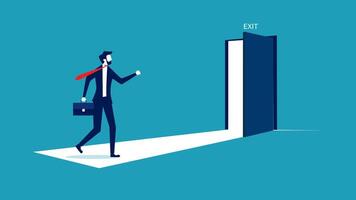 businessman walking towards the exit door vector