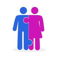 a man and woman are holding a piece of puzzle vector