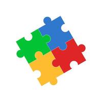 a puzzle piece with four pieces in different colors vector