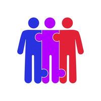 three people with different colors standing together vector