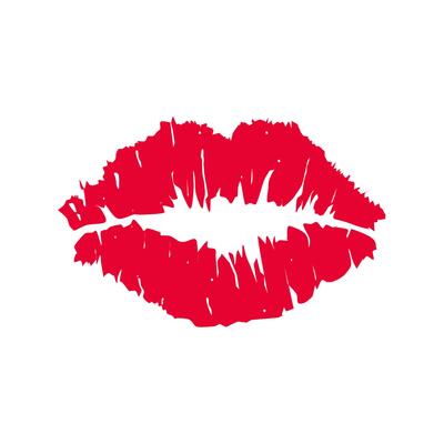 a red lipstick kiss on a white background
