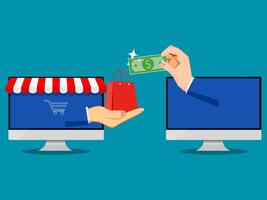 how to make money online with ecommerce vector