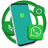 moderne 3d modèle WhatsApp interface illustration. l'Internet réseau concept. png
