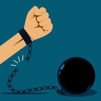 a hand holding a ball and chain vector