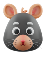 3d ilustración rata cabeza png