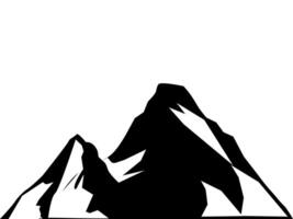 a mountain silhouette is shown in black and white vector