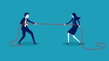 businessman and woman pulling rope vector