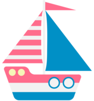 Kids hand drawn cute summer elements set sailing ship png