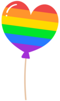 Cute and Colorful hand drawn kawaii pride month element set rainbow balloon png