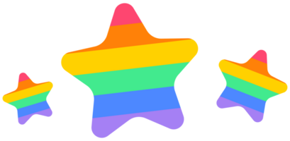Cute and Colorful hand drawn kawaii pride month element set rainbow stars png