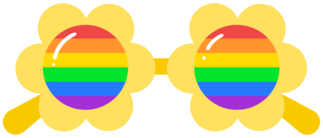 linda y vistoso mano dibujado kawaii orgullo mes elementos conjunto girasol lentes png