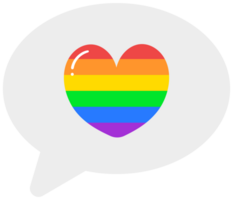 Cute and Colorful hand drawn kawaii pride month element set speech bubble png