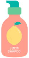 carino e colorato mano disegnato kawaii cosmetico cura della pelle Femminile elementi impostato Limone shampoo png