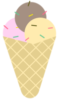 Kids hand drawn cute summer elements set ice cream wafer cone png