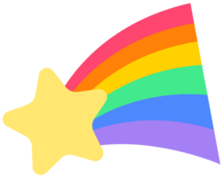 Cute and Colorful hand drawn kawaii pride month element set falling star png