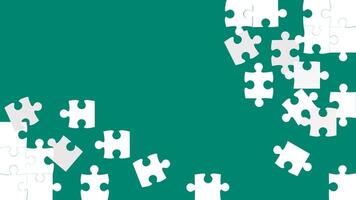 a green background with white pieces of puzzle vector