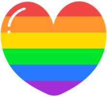 linda y vistoso mano dibujado kawaii orgullo mes elementos conjunto arco iris corazón png