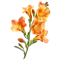 Freesia Flower, Exquisite Blossom of Elegance, Isolated on Transparent Background. png