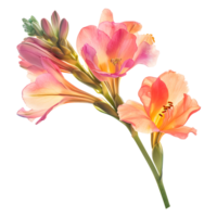 Freesia Flower, Exquisite Blossom of Elegance, Isolated on Transparent Background. png