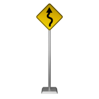 3d illustration of winding road sign png