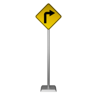 3D illustration of road sign turning right png