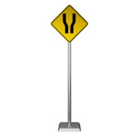 3D illustration of a narrowing road sign png