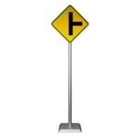 3D illustration of right side triple intersection road sign png