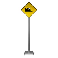 3D illustration of a steep descent road sign png