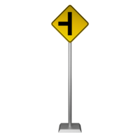 3D illustration of left side triple intersection road sign png