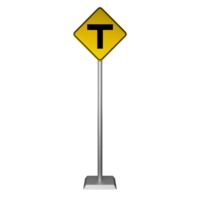 3D illustration of three type T intersection road sign png