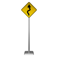 3D illustration of winding road sign png