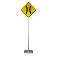 3D illustration of a narrowing road sign on a bridge png