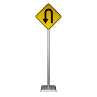 3D illustration of a Uturn road sign png