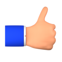 hand giving thumbs up or like 3d illustration png