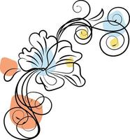 Hand drawn flat design simple flower outline vector