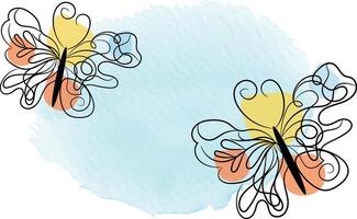 Butterfly outline with drawn details collection vector