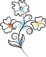 Hand drawn flat design simple flower outline vector