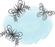 contorno de mariposa con colección de detalles dibujados vector