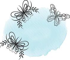 Butterfly outline with drawn details collection vector