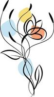 Hand drawn flat design simple flower outline vector