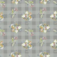 Ornamental flower on checkered background vector