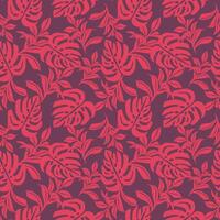 Hand drawn retro tropical leaves seamless pattern vector