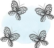 Beautiful butterfly outline illustration vector