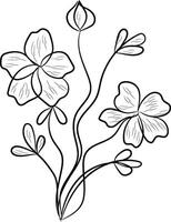 Hand drawn flat design simple flower outline vector