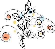 mano dibujado plano diseño sencillo flor contorno vector