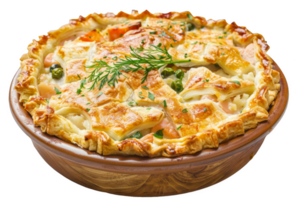 Golden-Brown Fish Pie in Ceramic Dish png