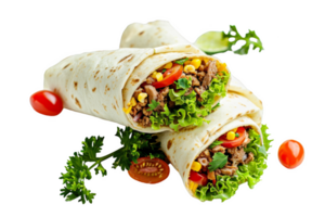 Delicious Burrito With Meat and Vegetables png