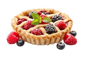 délicieux baie tarte avec framboises et myrtilles png