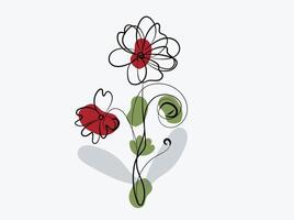 Hand drawn flat design simple flower outline vector